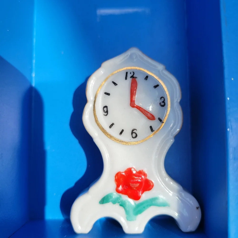 Vintage Girl & Clock Figurine Knick Knack Items ~ MCM ~ Japan ~ FINAL PRICE!!!